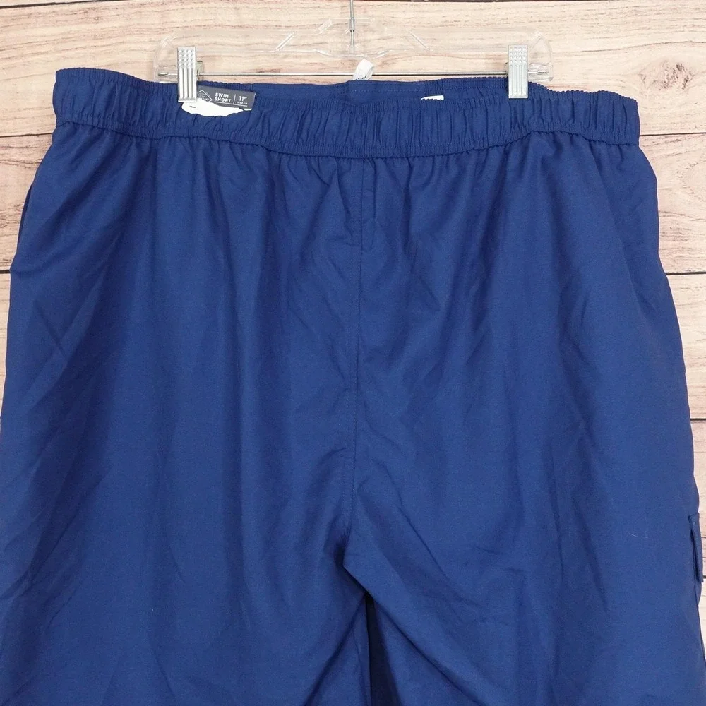 New! St. John's Bay Swim Shorts Mens 2XLT Blue Drawstring 11 Inseam Pockets